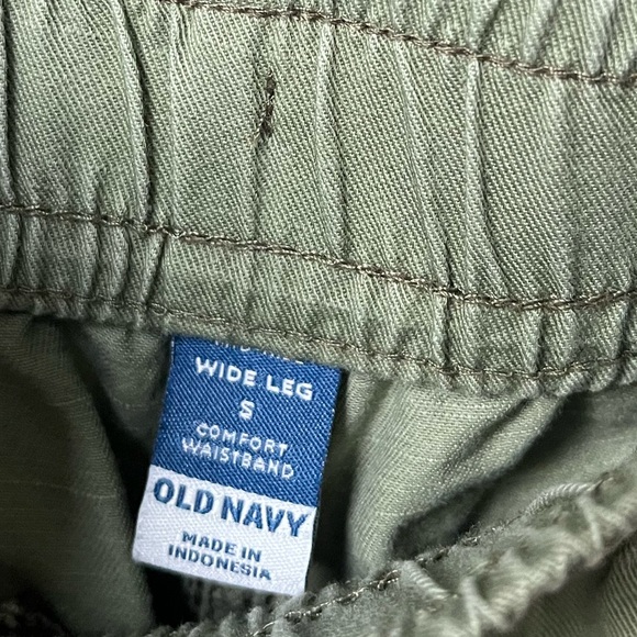 Old Navy Wide Leg Pull On Cargo Pants Elastic Waistband Womens Small Green - Picture 3 of 11